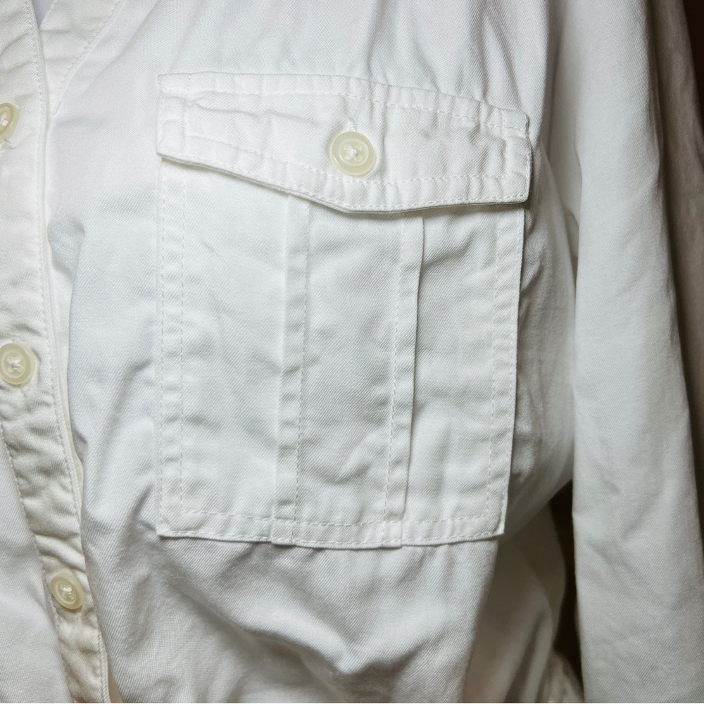 ECI New York White Lace Embroidered Button Down Drawstring Long Sleeve Dress Med - Picture 7 of 15